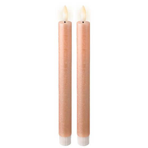 LED Wick Dinner Candle-Light Pink/Warm White Box of 2