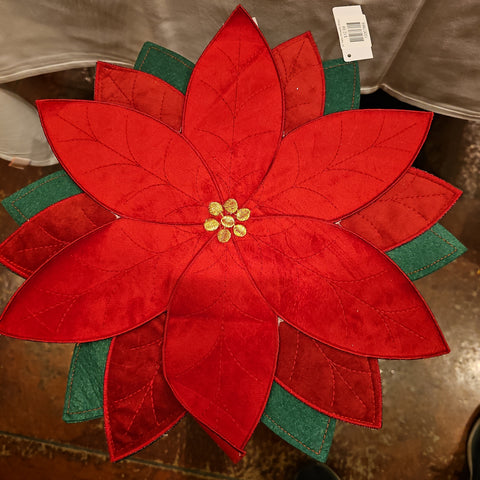 14" Fabric Poinsettia Shaped Placemat