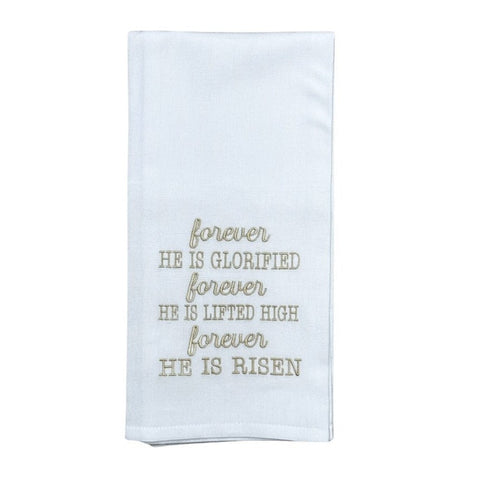 Forever He Is Glorified White Kitchen Towel