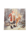 6" Santa and Reindeer Lighted Print w/Easel Back