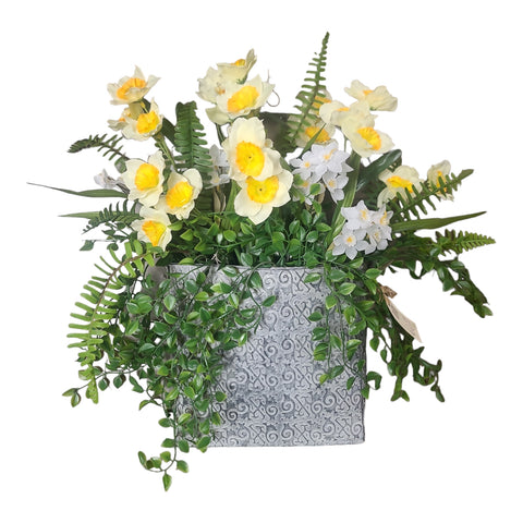 Daffodil Metal Basket Arrangement