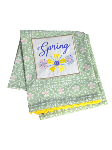Spring Flowers Embellished Dishtowel
