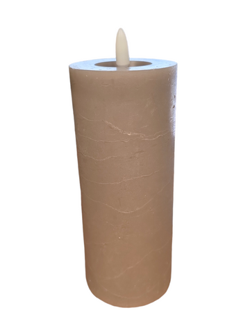 7 x 19 cm Light Grey/Warm White LED Wick Wax Candle