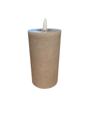 7 x 15 cm Light Grey/Warm White LED Wick Wax Candle