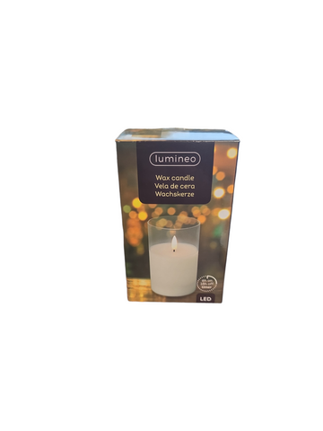 7.5 x 12.5 cm Clear/Warm White LED Wick Glass Candle