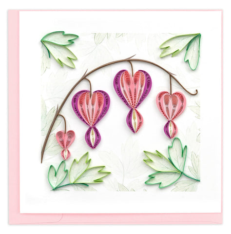 Bleeding Heart Flowers Quilled Card