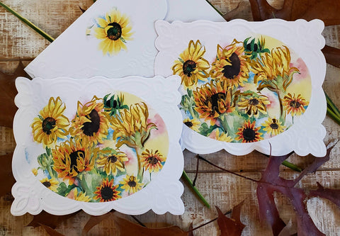 Sunflower embossed die-cut note cards