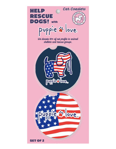 Puppie Love-USA Pup Car Coaster